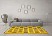 Machine Washable Abstract Yellow Contemporary Rug in a Living Room, wshcon301yw