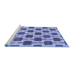 Sideview of Machine Washable Abstract Blue Contemporary Rug, wshcon301blu