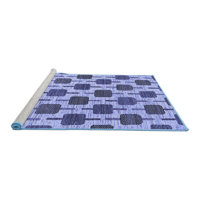 Sideview of Machine Washable Abstract Blue Contemporary Rug, wshcon301blu