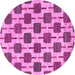 Round Machine Washable Abstract Pink Contemporary Rug, wshcon301pnk