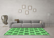 Machine Washable Abstract Emerald Green Contemporary Area Rugs in a Living Room,, wshcon301emgrn