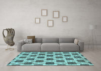 Machine Washable Abstract Light Blue Contemporary Rug, wshcon301lblu