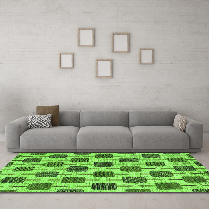 Machine Washable Abstract Green Contemporary Area Rugs in a Living Room,, wshcon301grn