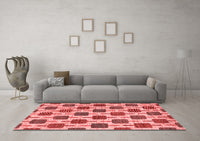 Machine Washable Abstract Red Contemporary Rug, wshcon301red