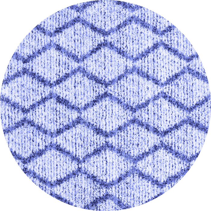 Round Machine Washable Trellis Blue Modern Rug, wshcon3020blu