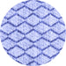 Round Machine Washable Trellis Blue Modern Rug, wshcon3020blu