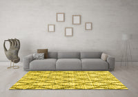 Machine Washable Trellis Yellow Modern Rug, wshcon3020yw