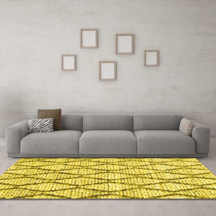 Machine Washable Trellis Yellow Modern Rug in a Living Room, wshcon3020yw