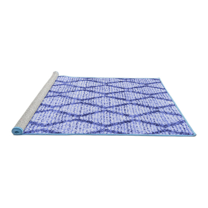 Sideview of Machine Washable Trellis Blue Modern Rug, wshcon3020blu