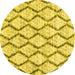 Round Machine Washable Trellis Yellow Modern Rug, wshcon3020yw