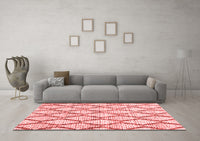 Machine Washable Trellis Red Modern Rug, wshcon3020red