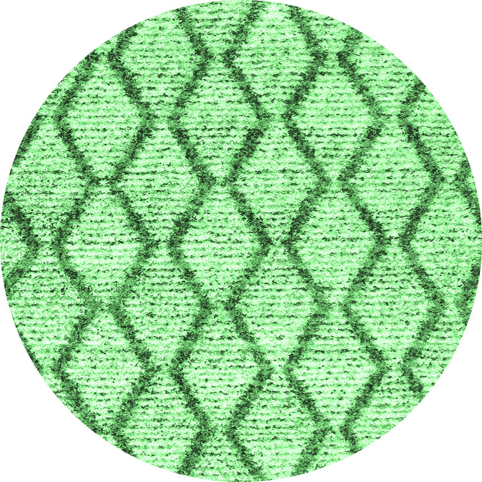 Round Machine Washable Trellis Emerald Green Modern Area Rugs, wshcon3020emgrn