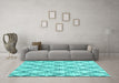 Machine Washable Trellis Turquoise Modern Area Rugs in a Living Room,, wshcon3020turq