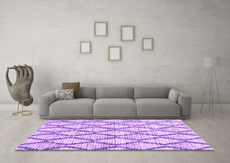 Machine Washable Trellis Purple Modern Area Rugs in a Living Room, wshcon3020pur