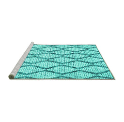 Sideview of Machine Washable Trellis Turquoise Modern Area Rugs, wshcon3020turq