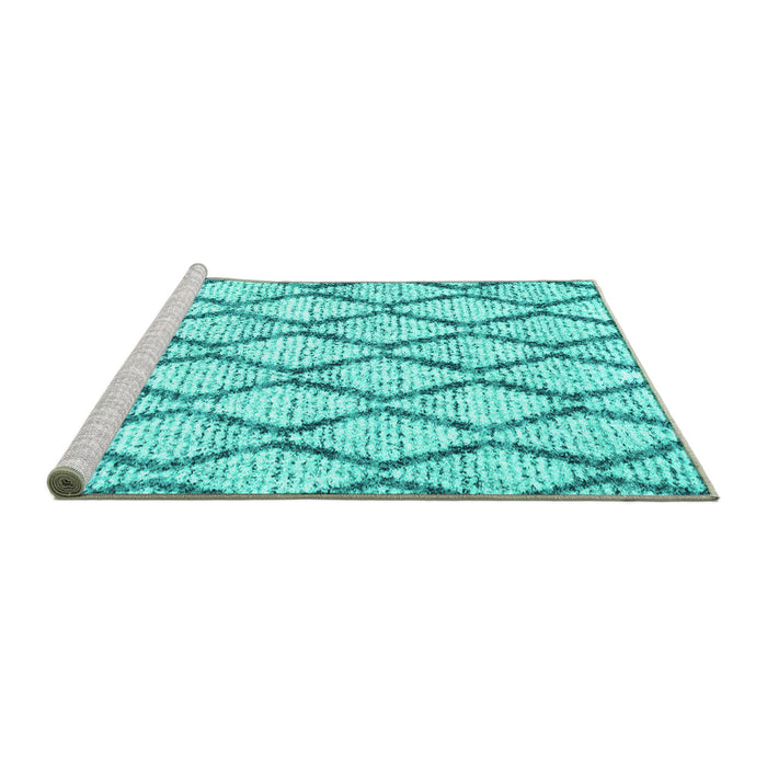 Sideview of Machine Washable Trellis Turquoise Modern Area Rugs, wshcon3020turq