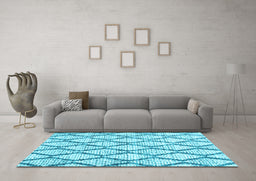 Machine Washable Trellis Light Blue Modern Rug in a Living Room, wshcon3020lblu