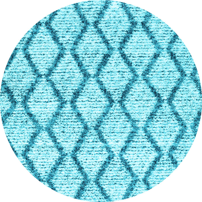 Round Machine Washable Trellis Light Blue Modern Rug, wshcon3020lblu