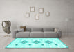 Machine Washable Solid Turquoise Modern Area Rugs in a Living Room,, wshcon3021turq