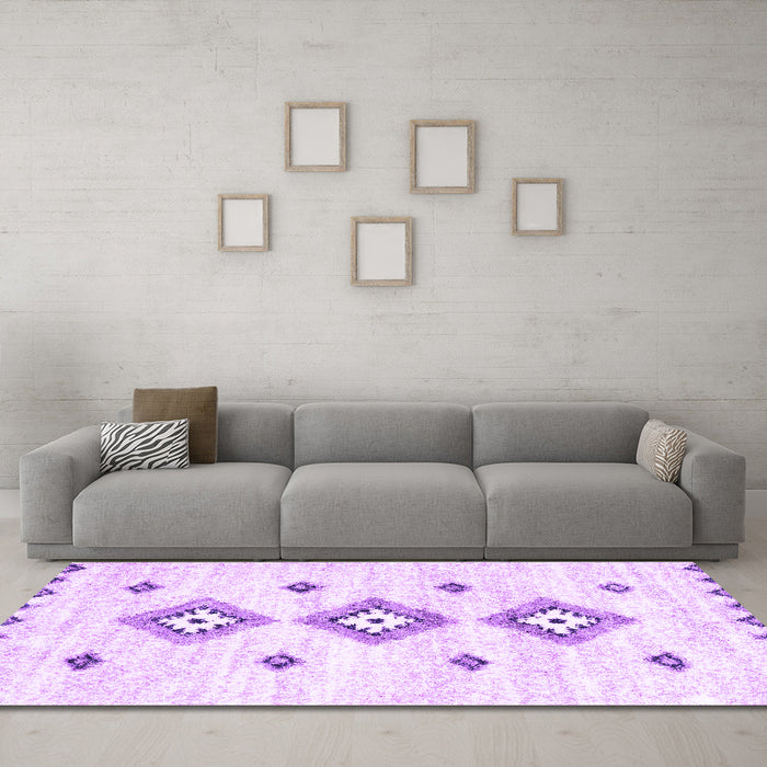 Machine Washable Solid Purple Modern Area Rugs in a Living Room, wshcon3021pur