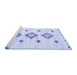 Sideview of Machine Washable Solid Blue Modern Rug, wshcon3021blu