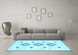 Machine Washable Solid Light Blue Modern Rug in a Living Room, wshcon3021lblu