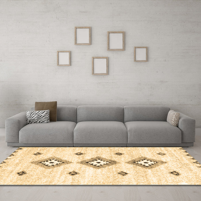 Machine Washable Solid Brown Modern Rug in a Living Room,, wshcon3021brn