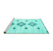 Sideview of Machine Washable Solid Turquoise Modern Area Rugs, wshcon3021turq