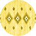 Round Machine Washable Solid Yellow Modern Rug, wshcon3021yw