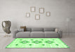 Machine Washable Solid Green Modern Area Rugs in a Living Room,, wshcon3021grn