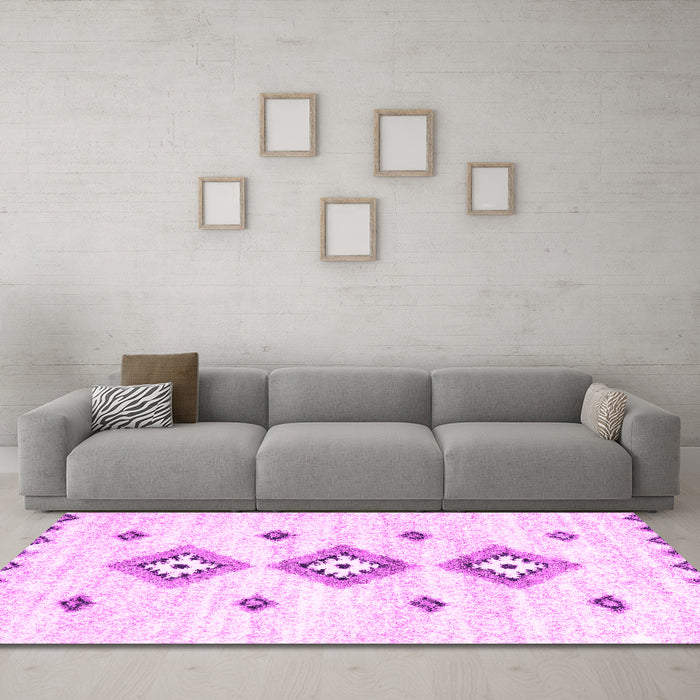 Machine Washable Solid Pink Modern Rug in a Living Room, wshcon3021pnk