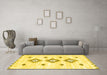 Machine Washable Solid Yellow Modern Rug in a Living Room, wshcon3021yw