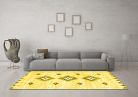 Machine Washable Solid Yellow Modern Rug, wshcon3021yw