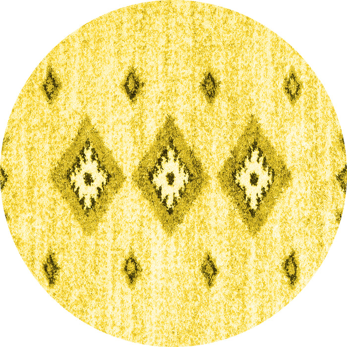Round Solid Yellow Modern Rug, con3021yw