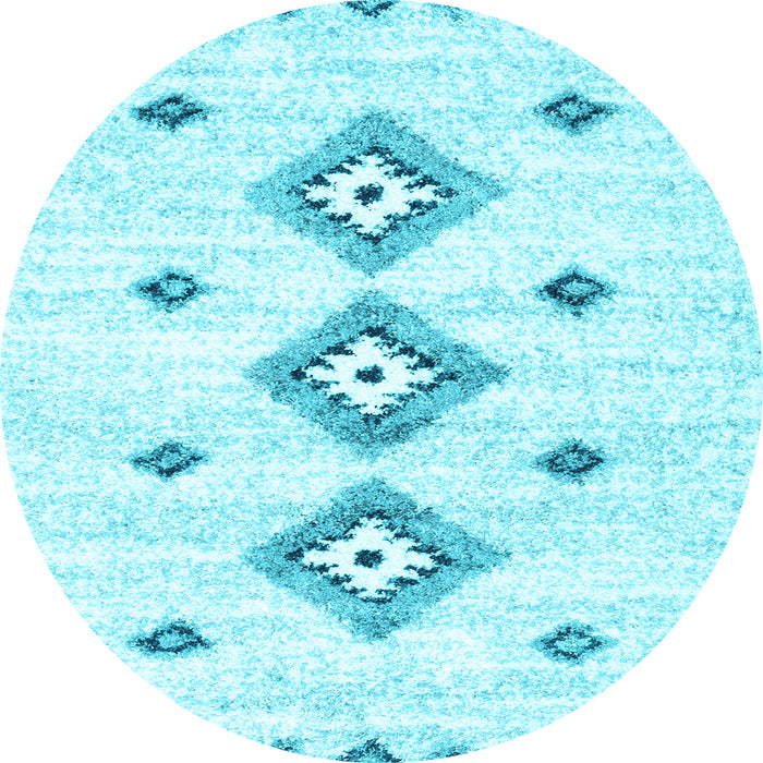 Round Machine Washable Solid Light Blue Modern Rug, wshcon3021lblu