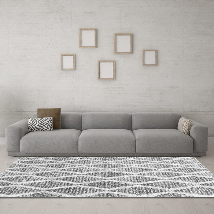 Machine Washable CON3022X Gray CON3022X Rug in a Living Room,, wshcon3022gry
