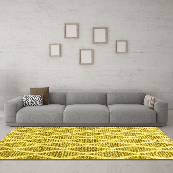 Machine Washable CON3022X Yellow CON3022X Rug in a Living Room, wshcon3022yw