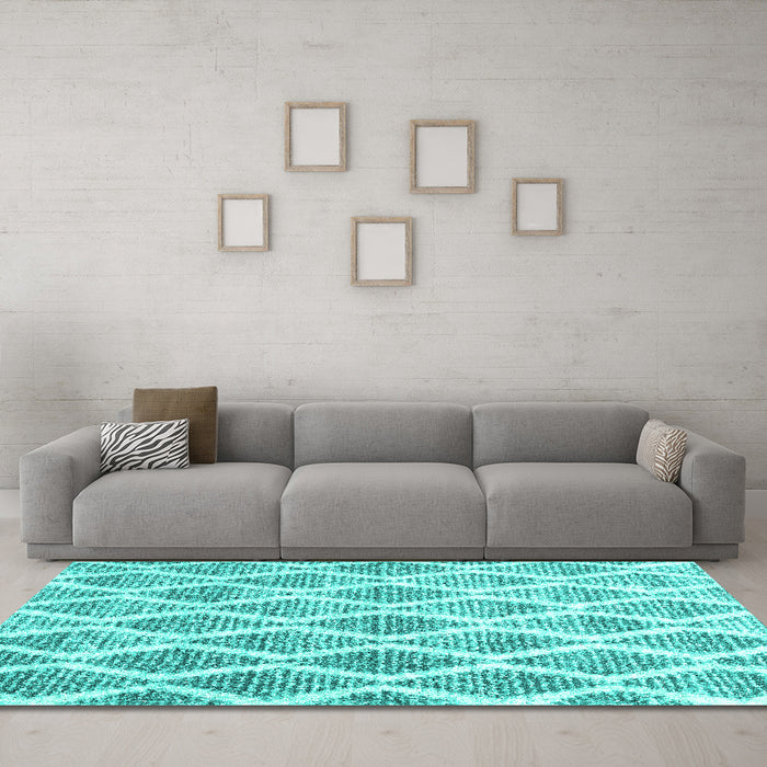 Machine Washable CON3022X Turquoise CON3022X Area Rugs in a Living Room,, wshcon3022turq