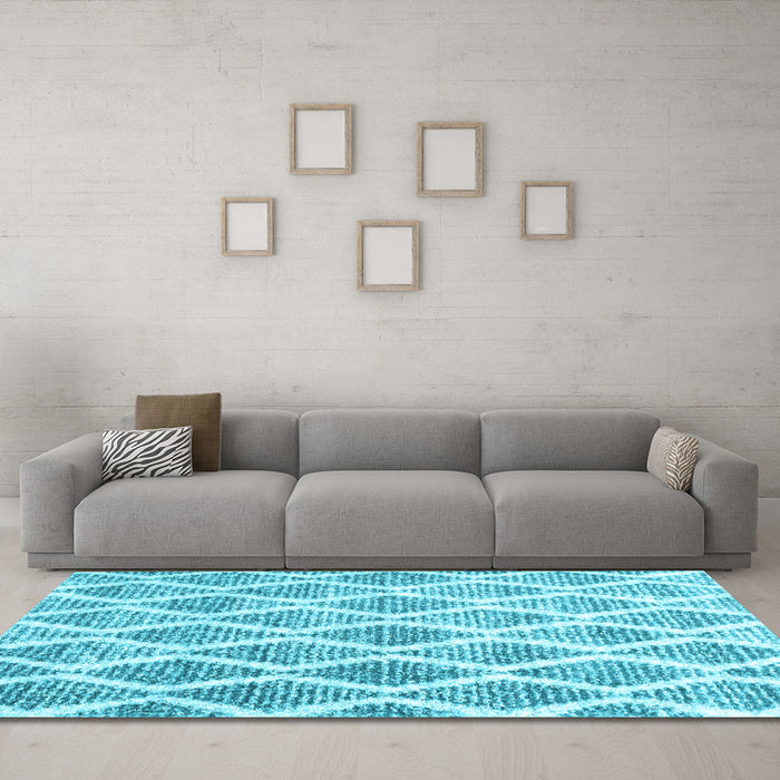 Machine Washable CON3022X Light Blue CON3022X Rug in a Living Room, wshcon3022lblu