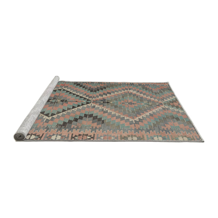 Serging Thickness of Contemporary Dark Almond Brown Abstract Machine Washable Rug, wshcon3023