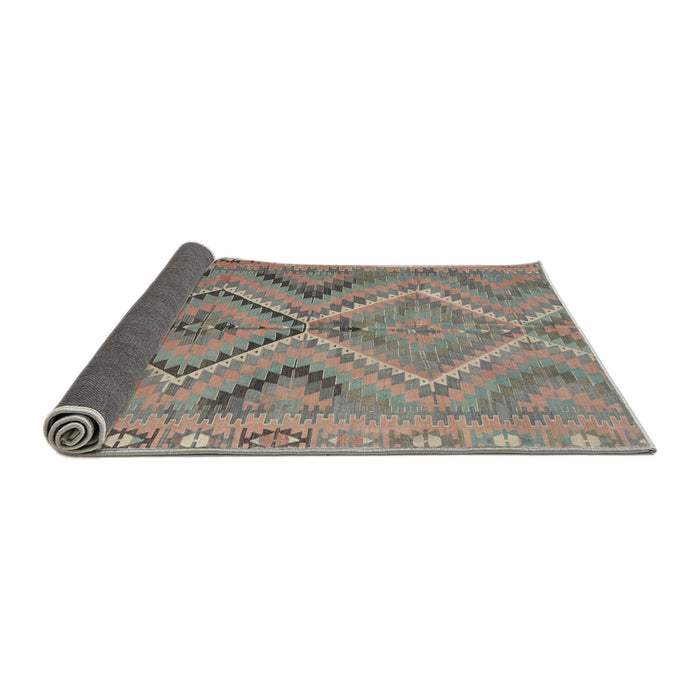 Thickness of Contemporary Dark Almond Brown Modern Rug, con3023
