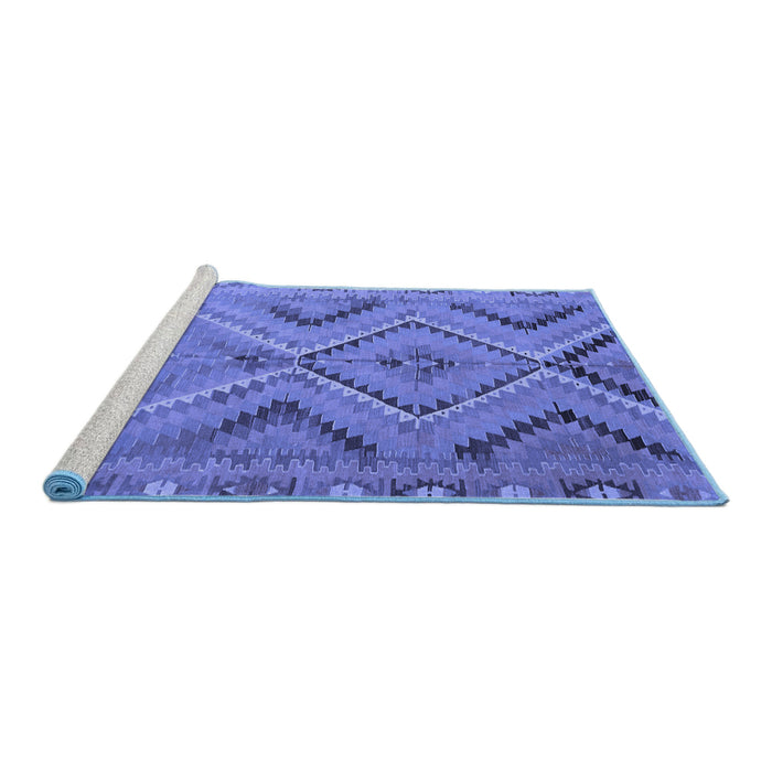 Sideview of Machine Washable CON3023X Blue CON3023X Rug, wshcon3023blu