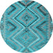 Round Machine Washable CON3023X Light Blue CON3023X Rug, wshcon3023lblu