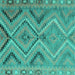 Square Machine Washable CON3023X Turquoise CON3023X Area Rugs, wshcon3023turq