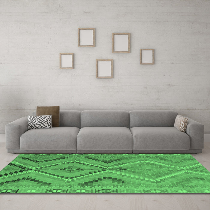 Machine Washable CON3023X Emerald Green CON3023X Area Rugs in a Living Room,, wshcon3023emgrn