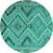 Round Machine Washable CON3023X Turquoise CON3023X Area Rugs, wshcon3023turq