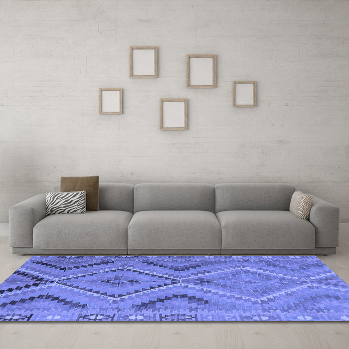 Machine Washable CON3023X Blue CON3023X Rug in a Living Room, wshcon3023blu