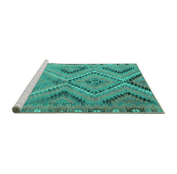 Sideview of Machine Washable CON3023X Turquoise CON3023X Area Rugs, wshcon3023turq