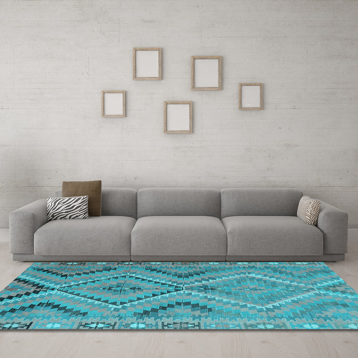 Machine Washable CON3023X Light Blue CON3023X Rug in a Living Room, wshcon3023lblu