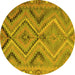 Round Machine Washable CON3023X Yellow CON3023X Rug, wshcon3023yw